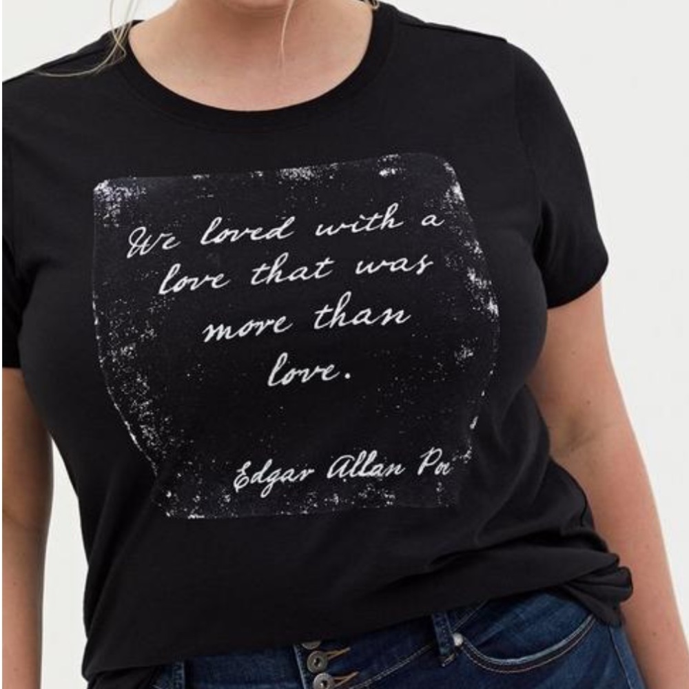 Torrid Edgar Allan Poe Slim Fit Crew Tee - Black size 3